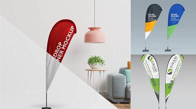 6541+ Tear Drop Banner Mockup Free PSD