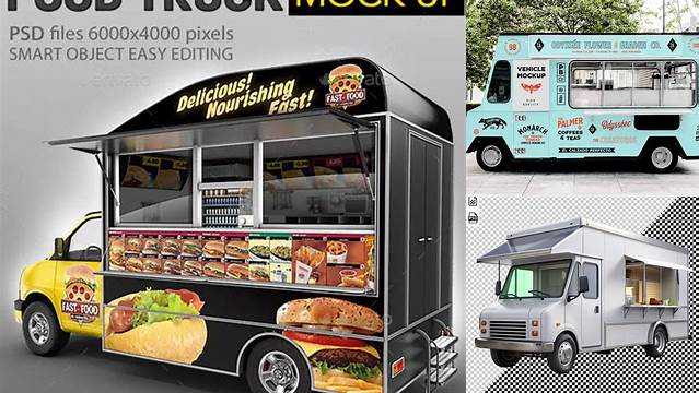 6551+ Food Truck Free Mockup Free PSD