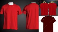 6663+ Mockup Kaos Polos Merah Customizable PSD