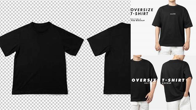 6760+ Oversized Black T Shirt Mockup Free PSD