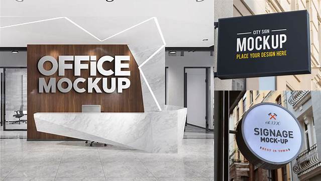 6836+ Office Signage Mockup PSD Download