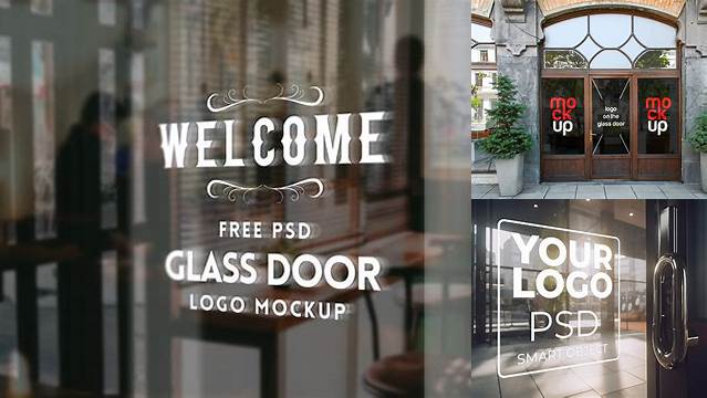 6858+ Mockup Glass Door Easy-to-Edit Photoshop Freebie