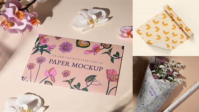 6878+ Flower Wrapping Paper Mockup Free Download Free