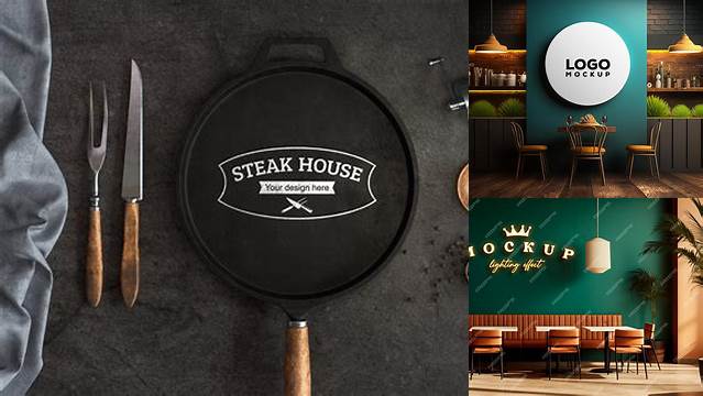 6957+ Restaurant Logo Mockup Include TIFF