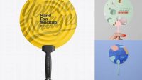 7025+ Plastic Hand Fan Mockup Free Include TIFF