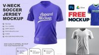 7072+ V-neck Jersey Mockup Free Digital Download