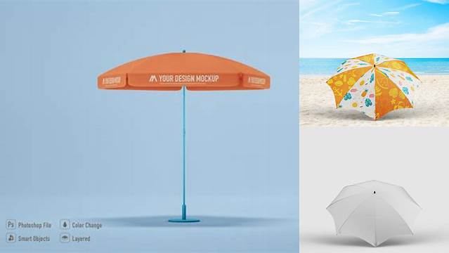 7075+ Beach Umbrella Mockup Free Free PSD