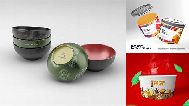 7131+ Rice Bowl Packaging Mockup Smart Layer PSD