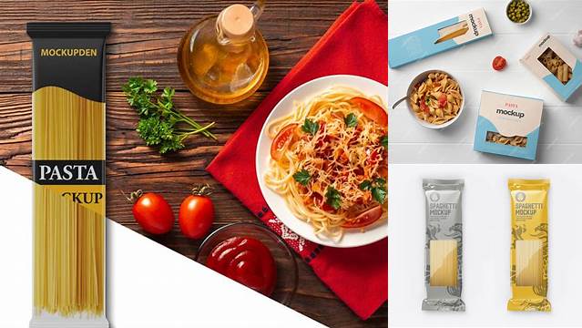 7357+ Pasta Packaging Mockup Free Smart Object PSD