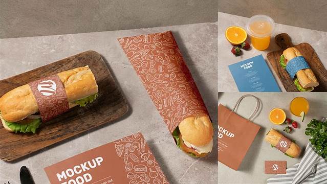 7398+ Sandwich Wrap Paper Mockup Editable and Customizable PSD