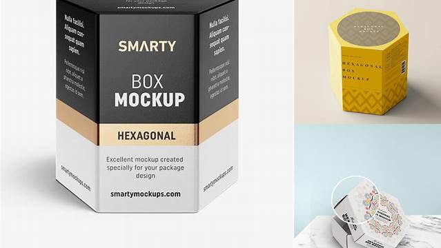 7469+ Hexagon Box Mockup Free Smart PNG Image