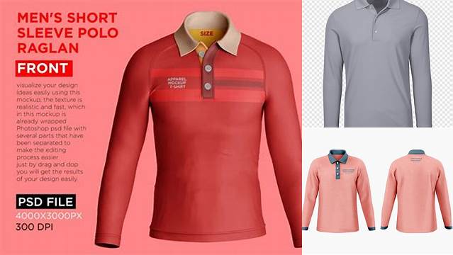 7524+ Long Sleeve Polo Mockup Smart PNG Image