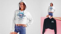 7732+ Crop Top Hoodie Mockup Custom Mockup PSD for Free