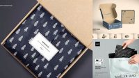 7752+ Mailer Box Tissue Paper Mockup Set Editable Design File