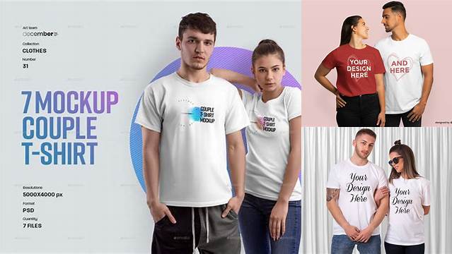 7781+ Couple Tshirt Mockup Free PSD