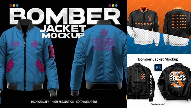 7956+ Bomber Jacket Mockup Free Best for Showcase