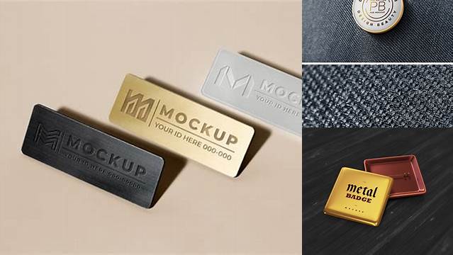 7971+ Metal Name Badge Mockup High-Quality PSD