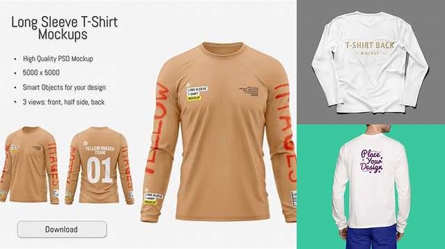 8003+ Long Sleeve T-shirt Mockup Free Download Custom Graphic Mockup File