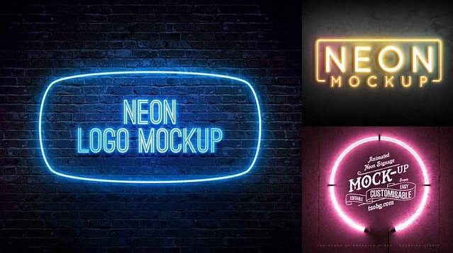 8123+ Neon Logo Mockup Download Free