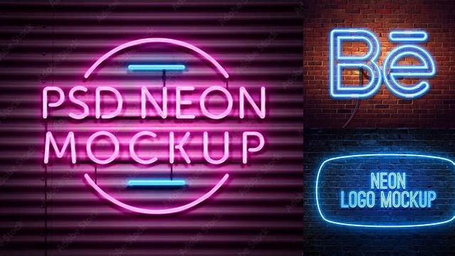 8164+ Neon Mockup PSD Download