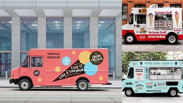 8197+ Ice Cream Van Mockup High-Resolution PSD Download