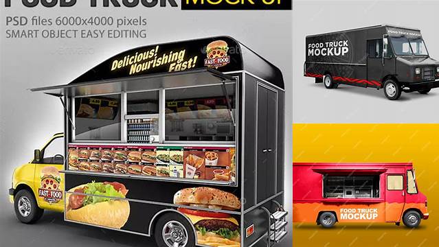 8232+ Food Truck Mockup Free PSD