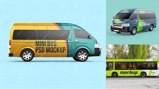 8279+ Mini Bus Mockup Free PSD for Creative Projects