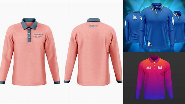 8423+ Polo Shirt Long Sleeve Mockup For Free Download