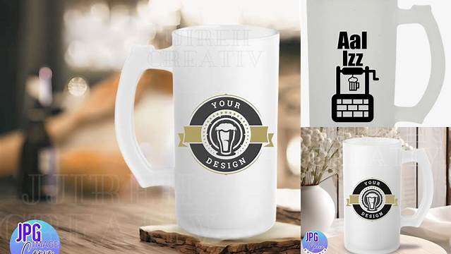 8448+ Frosted Beer Mug Mockup Download Free