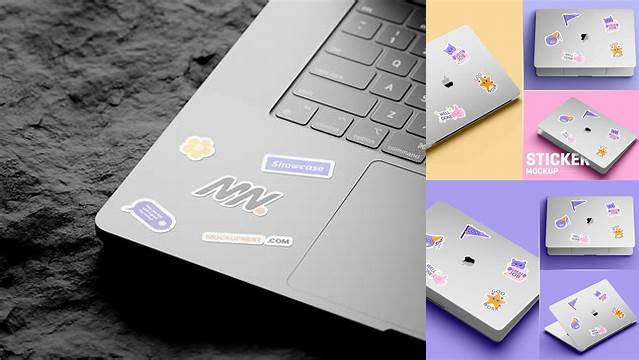 8486+ Free Laptop Sticker Mockup Best for Showcase