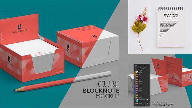 8541+ Cube Block Note Mockup Creative Design Mockup