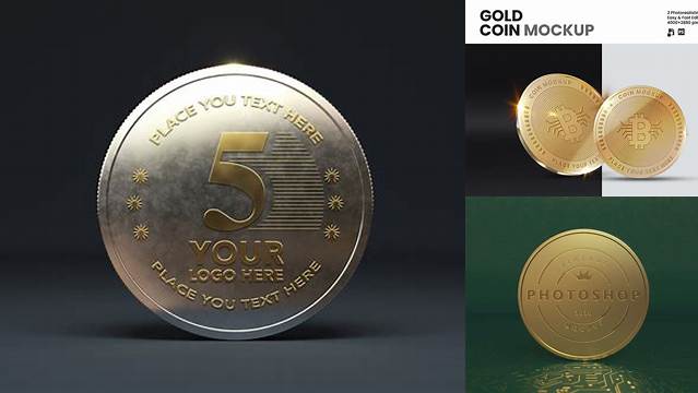 8582+ Gold Coin Mockup Free Download Smart PNG Image