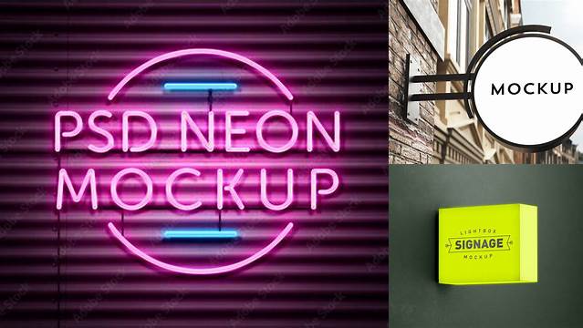 8590+ Mockup Neon Box Free Mockup PSD