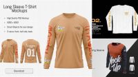 8603+ Long Sleeve T Shirt Mockups Modern Design PSD