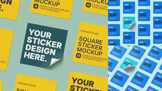 8638+ Square Sticker Mockup Free Include TIFF