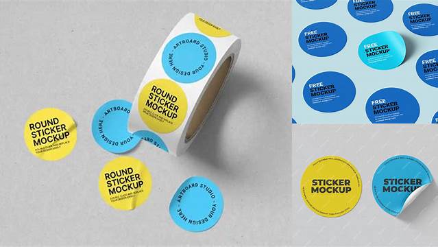 8743+ Round Sticker Mockup Editable Mockup PSD