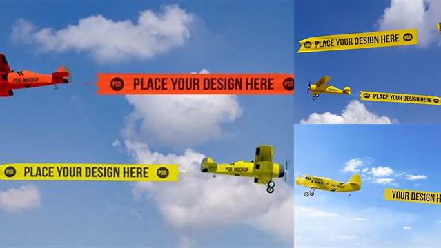 8802+ Plane Banner Mockup Editable Mockup PSD