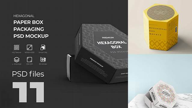 8866+ Hexagonal Box Mockup Easy Editable