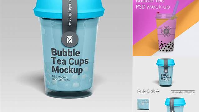 8975+ Bubble Tea Cup Mockup Free Professional PSD Mockup