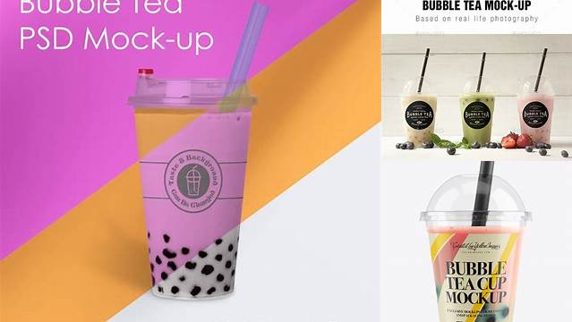 8976+ Bubble Tea Cup Mockup Modern Design PSD