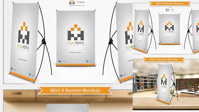 8977+ Mini X Banner Mockup Versatile Photoshop File