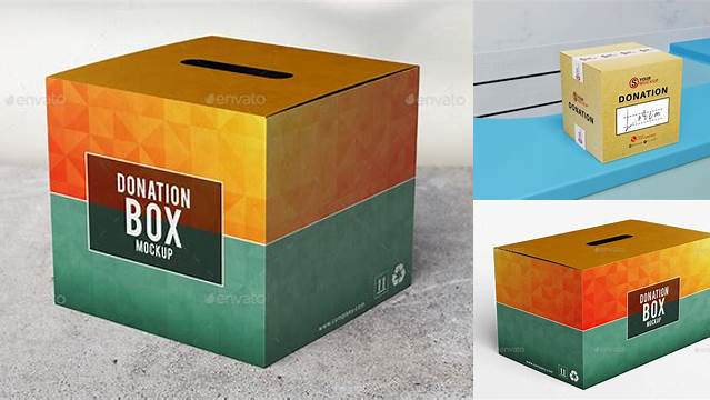 8986+ Donation Box Mockup Mockup PSD