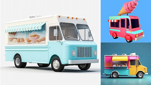 9039+ Ice Cream Truck Mockup High Resolution