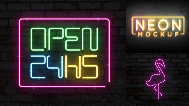 9083+ Neon Sign Mockup Download Free