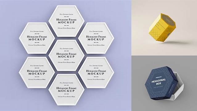 9089+ Hexagon Mockup PSD File Download