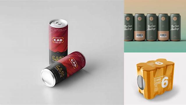 9164+ 4 Pack Can Mockup Mockup PSD