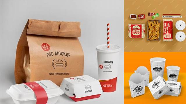 924+ Fast Food Packaging Mockup Mockup PSD