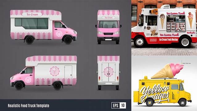 9240+ Ice Cream Truck Mockup Free Free Graphic Resource