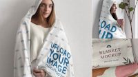 9258+ Hooded Blanket Mockup High-Quality PSD Files