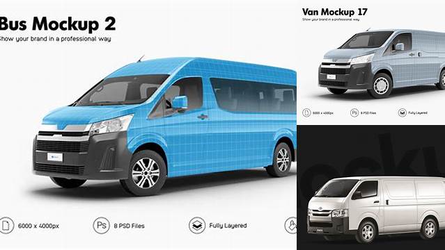 938+ Toyota Hiace Van Mockup Free Download Easy-to-Edit PSD